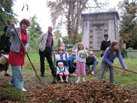 Volunteer Leaf Sweepers at the Kilmorey Mausoleum