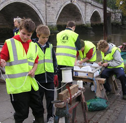 Volunteers    making nesting rafts